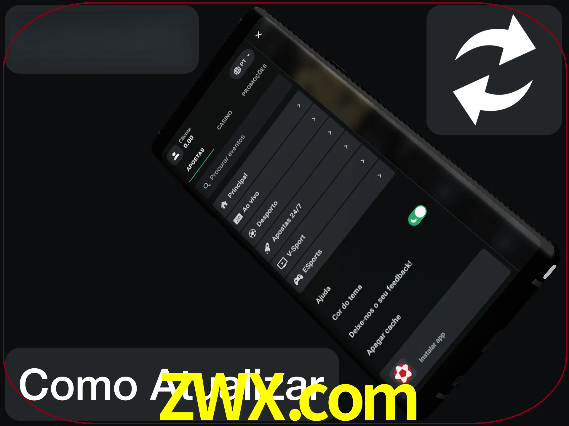 O aplicativo é atualizado automaticamente quando você faz o login.