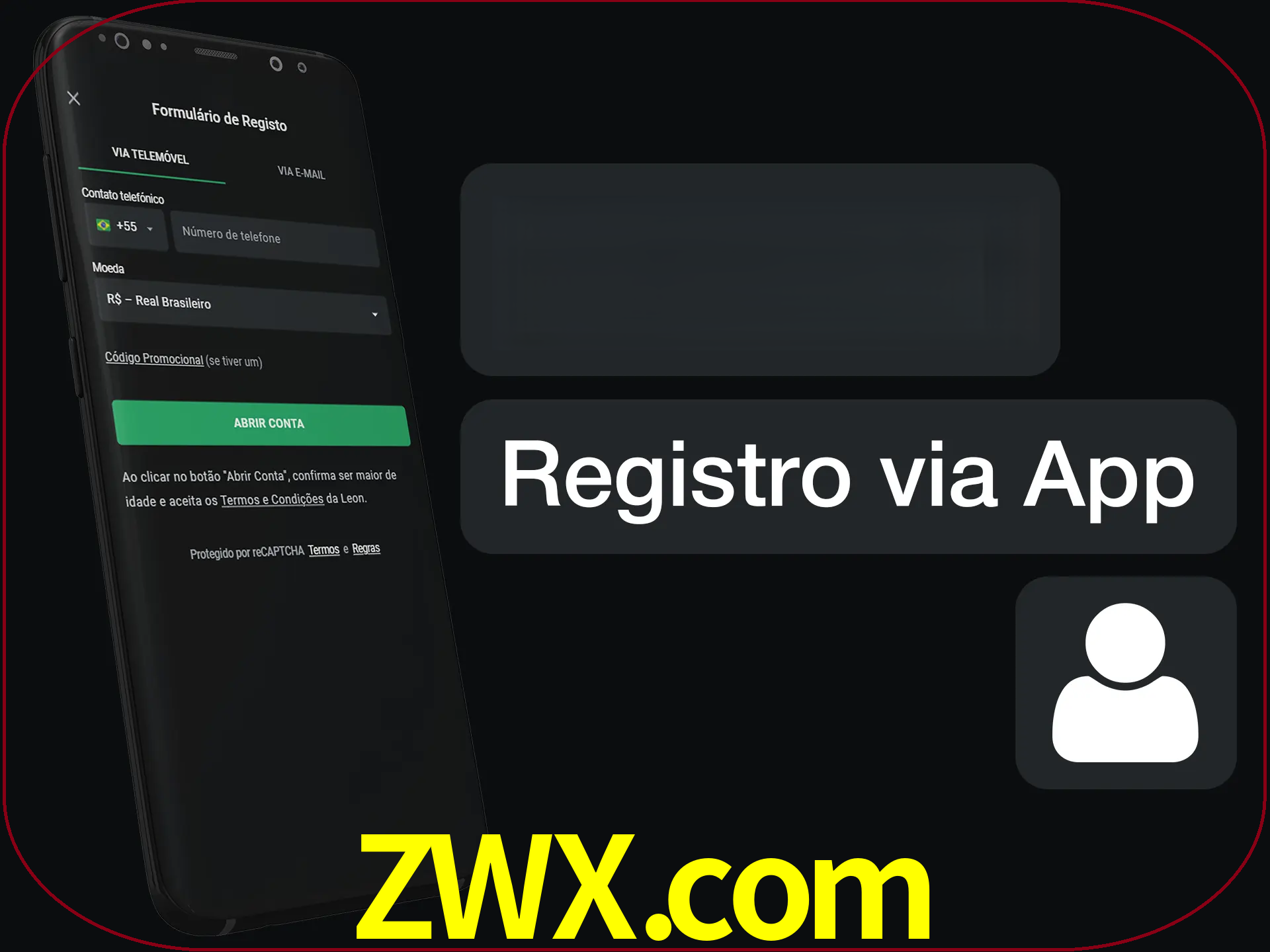 Registre-se com duas etapas usando o aplicativo.