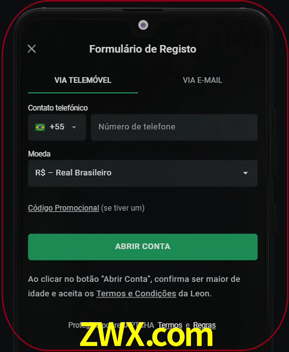 Abra o aplicativo e inicie o processo de registro.