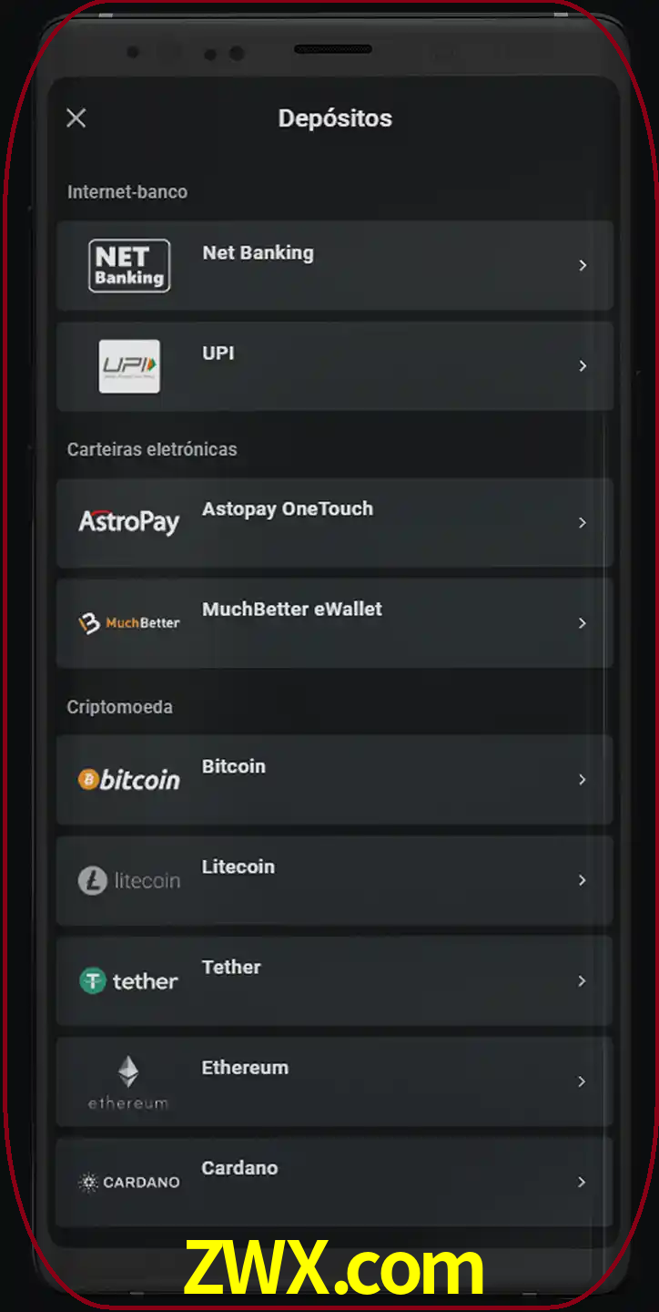 Você pode usar métodos alternativos de depósito.