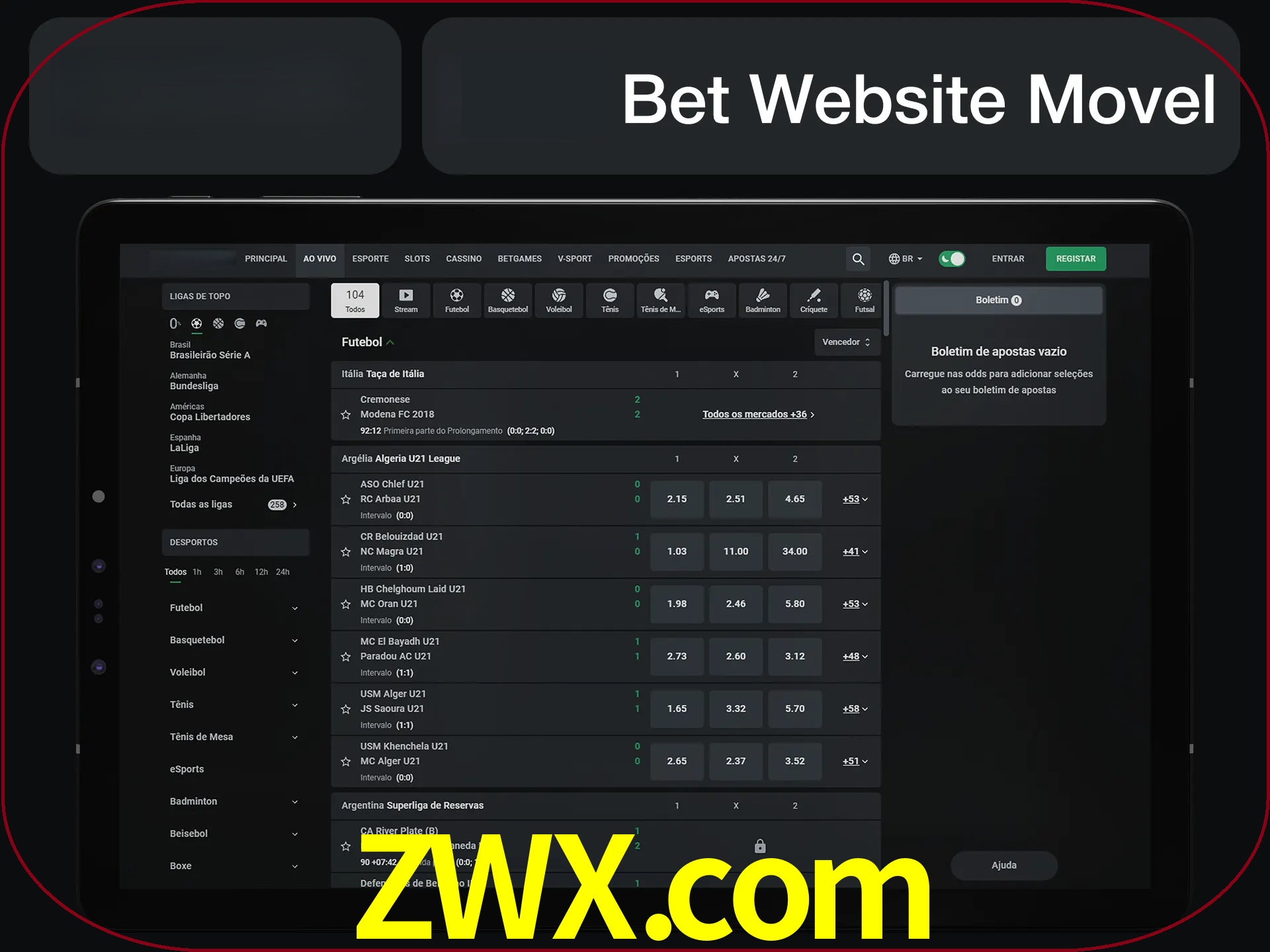 Use nosso website em qualquer dispositivo.